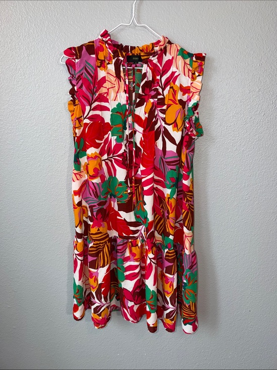 Maia Dresses & Skirts - Bright Floral Ruffle Mini Dress by MNG